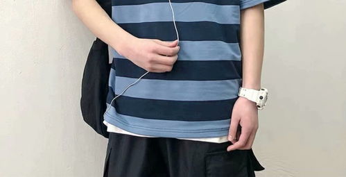 夏季港风男士条纹五分袖T恤 潮牌Ins风与韩版休闲的完美融合